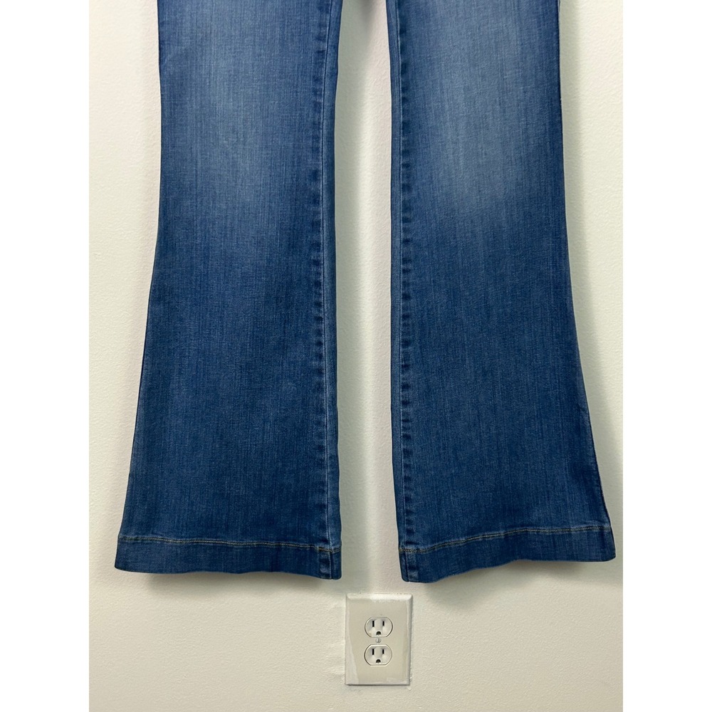 Spanx Womens Petite Small Flare Leg Jeans High Rise Pull On Shaping Blue - Picture 4 of 11
